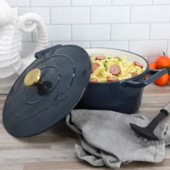 MegaChef 5.3 Quarts Round Enameled Cast Iron Dutch Oven Casserole With Self Basting Lid 17 MegaChef 5.3 Quarts Round Enameled Cast Iron Dutch Oven Casserole With Self Basting Lid -Cookware Store GUEST f176a36e b163 47d0 8762 91cf28c4d850