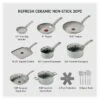 T-fal 20pc Ceramic Nonstick Cookware Set, Refresh Ceramic, Moon Grey