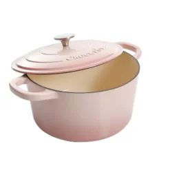 Crock-Pot Crock Pot Artisan 7qt Round Dutch Oven With Lid Pink: Cast Iron, Ergonomic Handle, Oven-Safe To 500°F, Hand Wash