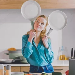 BergHOFF Leo Balance Non-stick Ceramic 5Pc Frying Pan Set With Nylon Turner 13.75", Recycled Material, Moonmist -Cookware Store GUEST f381d54a 259d 4dbf bacd 8beba59b42ef