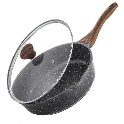 Itopfox Nonstick Skillet With Lid, Deep Frying Pan, Saute Pan, Stay-cool Handle, Healthy Stone Cookware, Induction Compatible 11 Itopfox Nonstick Skillet With Lid, Deep Frying Pan, Saute Pan, Stay-cool Handle, Healthy Stone Cookware, Induction Compatible - Image 9