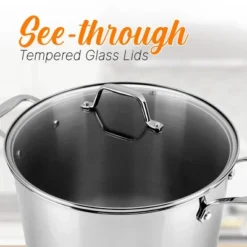 NutriChef Cookware Stockpot Lid - See-Through Tempered Glass Lids (Works With Model: NCSP16) -Cookware Store GUEST f4954b34 3c22 4092 bf59 0697e74caa16