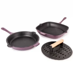 BergHOFF Neo 3Pc Cast Iron Cookware Set, Fry Pan 10", Square Grill Pan 11" & Slotted Steak Press -Cookware Store GUEST f5141f57 7d77 4f6a a2e1 00b92fd202a3