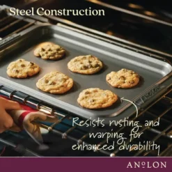 Anolon Bakeware With Silicone Grips 11" [US_DRIVER_LICENSE] " Cookie Pan With 10"16" Cooling Rack Bronze: Nonstick, Rust-Resistant -Cookware Store GUEST f542e25c 468f 4931 8d71 289966fb92a3