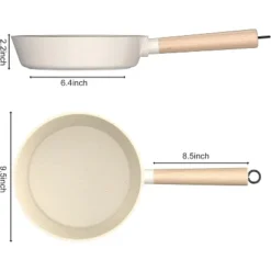 Imarku Nonstick Frying Pans, Granite Frying Pan, 9.5 In Professional Cookware With Detachable Handles, Compatible With All Stovetops, PFOA Free, Cream