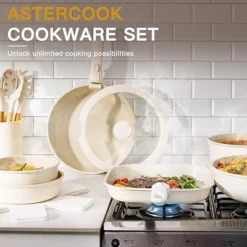 Itopfox 23-Piece Nonstick Cookware Set With Detachable Handles, Oven Safe & Induction Ready, Stackable Ceramic Pots And Pans, Cream White -Cookware Store GUEST f68d85b2 8760 4520 9819 cfc5307b5b37