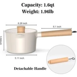 Imarku Covered Non Stick Frying Pan, Die Cast Aluminum 1.6QT Non Stick Milk Pot, Healthy Cookware, PFOA Free, Cream Free, Best Gift