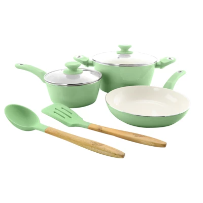 Gibson Home Plaza Cafe 7 Piece Essential Core Aluminum Cookware Set In Mint 4 Gibson Home Plaza Cafe 7 Piece Essential Core Aluminum Cookware Set In Mint - Image 2