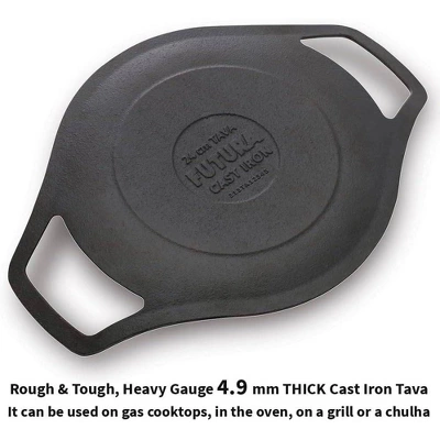 Hawkins Futura 24" Cast Iron Griddle Tava: Hand Wash, Gas Compatible, 1 Year Warranty, 4.2 Lbs, Red 5 Hawkins Futura 24" Cast Iron Griddle Tava: Hand Wash, Gas Compatible, 1 Year Warranty, 4.2 Lbs, Red - Image 3