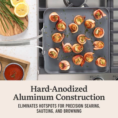 Calphalon Premier Ceramic Square Griddle Midnight: Nonstick Grill & Tortilla Pan, Anodized Aluminum, Oven & Dishwasher Safe 3 Calphalon Premier Ceramic Square Griddle Midnight: Nonstick Grill & Tortilla Pan, Anodized Aluminum, Oven & Dishwasher Safe - Image 2