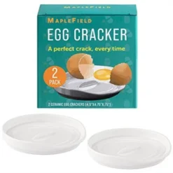 Maplefield [2 Pack] Dual Purpose Egg Cracker Tool & Spoon Rest For Kitchen Counter - Egg Breaker Tool - Ceramic Spoon Holder -Cookware Store GUEST f97e137f 5b3f 4015 a3ef 0bd57ce11373