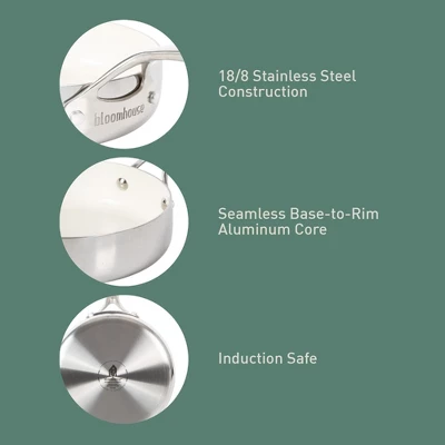 Bloomhouse 8 Inch Triply Stainless Steel Fry Pan W/ Non-Stick Non-Toxic Pro Ceramic Interior Frying Pan 10 Bloomhouse 8 Inch Triply Stainless Steel Fry Pan W/ Non-Stick Non-Toxic Pro Ceramic Interior Frying Pan - Image 8