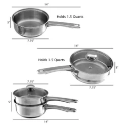 Stainless Steel 6 Cup Double Boiler – 1.5 Quart Saucepan 2-in-1 Combo With Vented Glass Lid- Kitchen Cookware With Measurements By Hastings Home 12 Stainless Steel 6 Cup Double Boiler – 1.5 Quart Saucepan 2-in-1 Combo With Vented Glass Lid- Kitchen Cookware With Measurements By Hastings Home -Cookware Store GUEST fb53b84d 6502 4479 bb41 fd652b974978