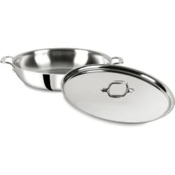 All-Clad D3 3-Ply Stainless Steel Large Frying Pan 7 Quart, Induction Oven Broiler Safe 600F Cookware Silver