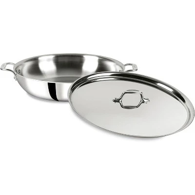 All-Clad D3 3-Ply Stainless Steel Large Frying Pan 7 Quart, Induction Oven Broiler Safe 600F Cookware Silver 3 All-Clad D3 3-Ply Stainless Steel Large Frying Pan 7 Quart, Induction Oven Broiler Safe 600F Cookware Silver