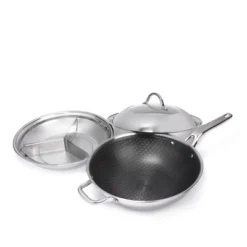 Chef Jet Tila 4-piece Hybrid Nonstick Stainless Steel Chef's Pan Set Refurbished Black -Cookware Store GUEST fc1fd4a7 1a60 44a7 bfe0 d8254e059a22