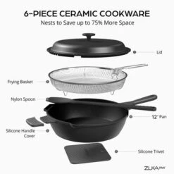 Granitestone Zuka Everyday Pan 12" Nonstick Multi-Functional Saute Pan With Lid, Nylon Spoon And Steamer Basket -Cookware Store GUEST fcb6f04f 1fae 4608 baa0 1b1d938d1fd9