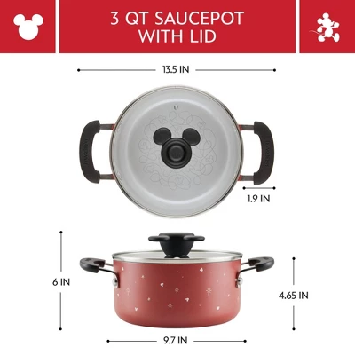 Farberware Disney Bon Voyage 3qt Ceramic Nonstick Saucepot With Lid Red: Lifetime Warranty, Dishwasher-Safe, Gas & Electric Compatible 4 Farberware Disney Bon Voyage 3qt Ceramic Nonstick Saucepot With Lid Red: Lifetime Warranty, Dishwasher-Safe, Gas & Electric Compatible - Image 2