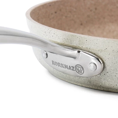 Korkmaz Granita Aluminum Nonstick 12 Inch Frying Pan In Tan 4 Korkmaz Granita Aluminum Nonstick 12 Inch Frying Pan In Tan - Image 2