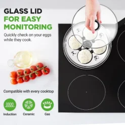 NutriChef Stainless Steel Egg Poacher With 4 Non-Stick Cups, Glass Lid, Oven Mitt, Timer, And Spatula (Silver) -Cookware Store GUEST fe23ff32 4d97 4759 b231 4283d29425d1