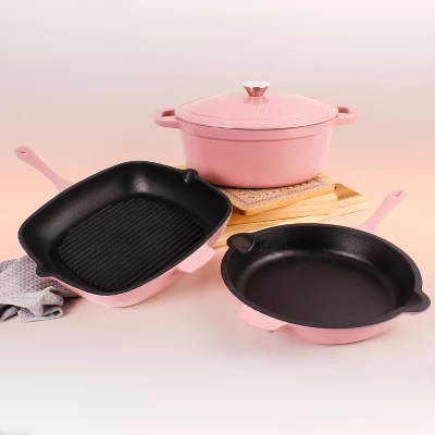 BergHOFF Neo Cast Iron 4Pc Set, Fry Pan 10", Square Grill Pan 11", & 5qt. Covered Dutch Oven 3 BergHOFF Neo Cast Iron 4Pc Set, Fry Pan 10", Square Grill Pan 11", & 5qt. Covered Dutch Oven