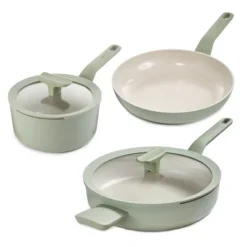 BergHOFF Balance 5Pc Nonstick Ceramic Cookware Set With Glass Lid, Recycled Aluminum