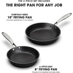 Imarku Professional Cooking Utensils , Nonstick Cast Iron Skillets 2pcs, 8 Inch, 10 Inch, Frying Pizza Pans , Steak Pans, Dishwasher Safe,Free-PFOA
