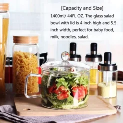 Itopfox Mini Glass Bowl With Lid & Handle, 44oz For Noodles, Pasta, Soup, Cereals, Fruits, BPA Free, Microwave & Dishwasher Safe -Cookware Store GUEST ff9230e0 d039 4c76 be08 f3e71fe482d6